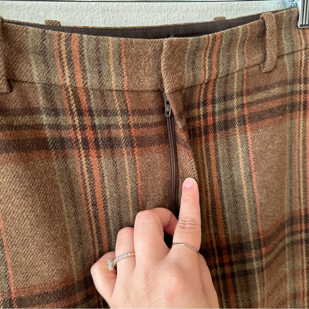 VTG ralph lauren wool blend plaid knee length skirt - Picture 3 of 6